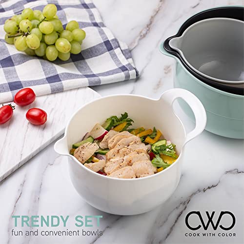 Cook With Color Mixing Bowls - 4 Piece Nesting Plastic Mixing Bowl Set With Pour Spouts And Handles (Mint) #TOP5