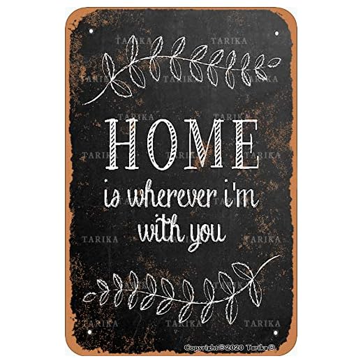 Tarika Home Is Wherever I'M With You 20 x 30 cm järn retro look dekoration plakett skylt för hem rolig väggdekor
