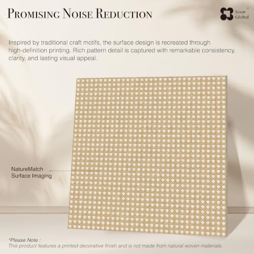 Image of Soon Global Acoustical Wall Panels, 6-Piece 23.62 X 23.62 Inches Art Acoustic Panels, Decorative Acoustic Panels, Acoustic Wall Panels, Sound Absorbing Wall Art, Cane Lattice