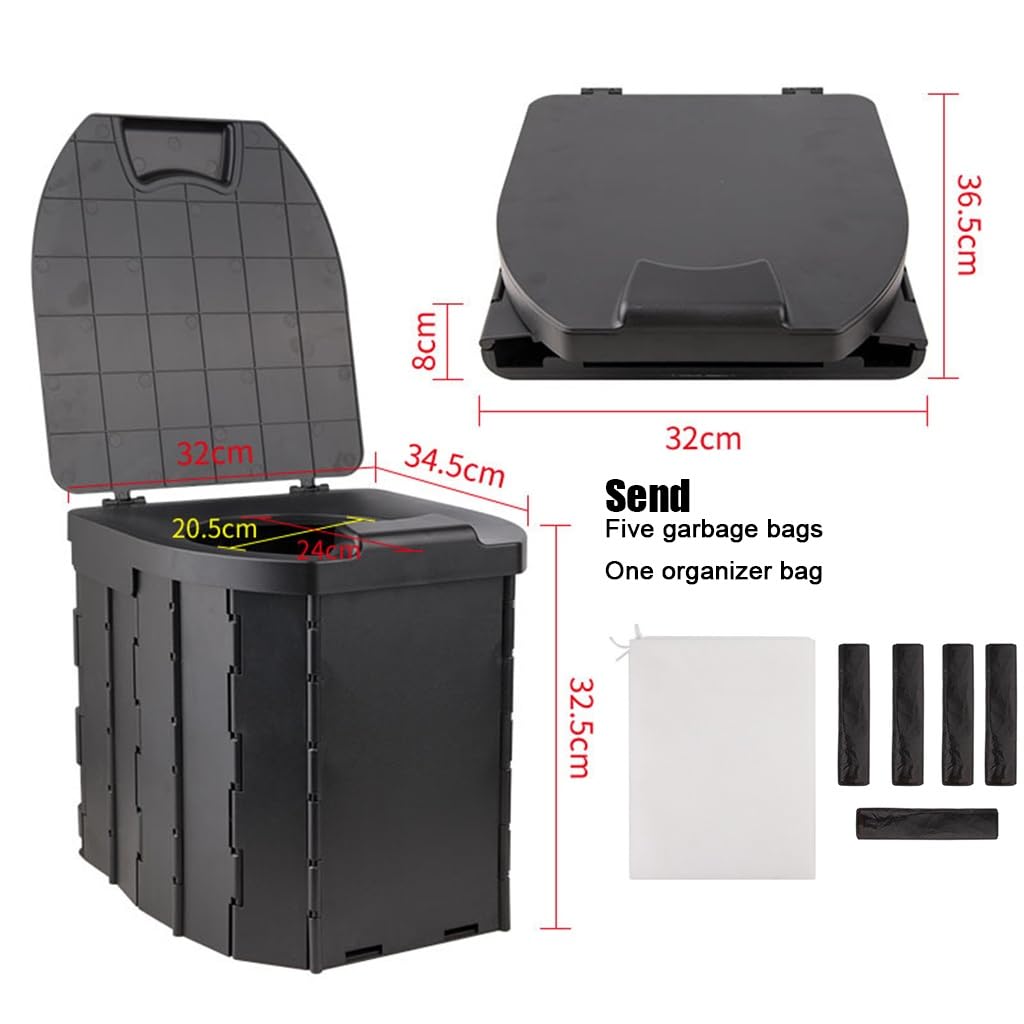 Portable Camping Toilette für Erwachsene Portable Klapp Toilette mit Deckel,Reise Portable Töpfchen für Erwachsene,Porta Töpfchen Auto Toilette, 5 Toilettentaschen, 10-Pack flüssiges Abfallgel