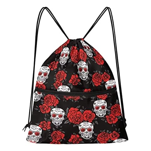 Dolyues Skull Rose Drawstring Waterproof Bag Cover