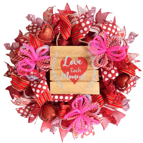 Bibelot 20 Inch Valentines Day Mesh Wreath, Red...