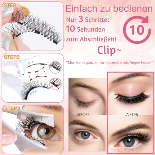 Magnetische Wimpern Natürlicher Look Magnet Wimpern mit Zange Magnetwimpern Wiederverwendbar Wimpern Magnetisch ohne Eyeliner oder Kleber Magnetic Lashes Set