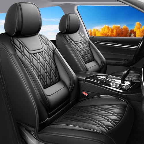 SHOUXIU Car Seat Covers Compatible with GMC Terrain 2010-2025 2026 - Full Set 5 Seats Luxury Leather All-Weather Seat Cushions & Protectors, Waterproof & Breathable, Airbag Compatible (Black)