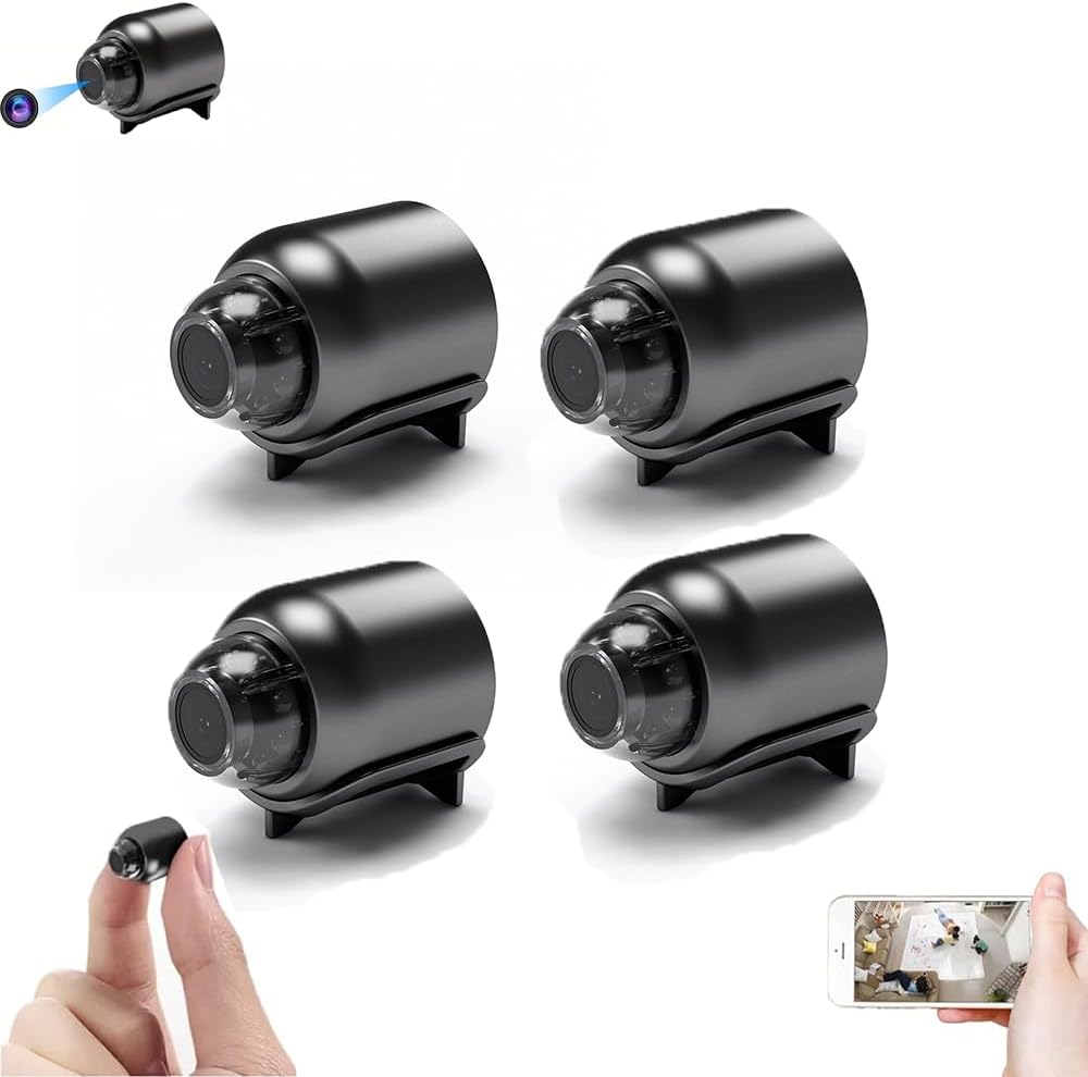 Mini 4G Wireless WiFi Camera 1080P HD with Night Vision & Motion Detection – Compact Spy Camera for Home, Baby, Pet & Car Monitoring (4pcs)