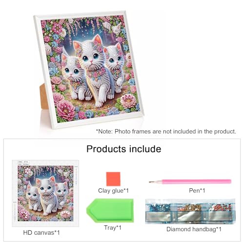 Image of AiYuanzsh DIY Diamond Art Painting Kits for Adults, 5D Special Shape Crystal Rhinestone Diamond Art Kits for Beginners, for Home Wall Decoration Gift 12x12 inch, Cute Cats
