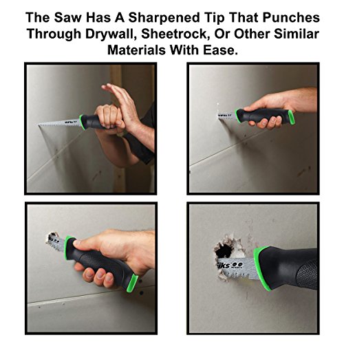 WilFiks Razor Sharp 6.5” Pro Jab Saw, Drywall Hand Saw, Perfect For Sawing, Trimming, Gardening, Pruning & Cutting Wood, Wallboards & More, Comfortable Ergonomic Non-Slip Handle, Has A Sharpened Tip