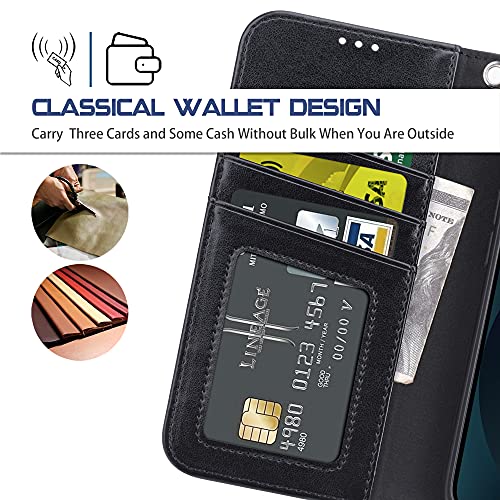 Arae Compatible With Iphone 13 Mini Case Wallet Flip Cover With Card Holder And Wrist Strap For Iphone 13 Mini 5.4 Inch-Black #TOP3