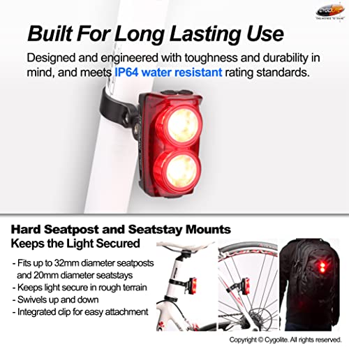 Cygolite HY-350-USB Hypershot – 350 Lumen Bike Tail Light– 7 Night & Daytime Modes–User Adjustable Flash Speeds- Compact & Durable–Ip64 Water Resistant–Secured Hard Mount–Usb Rechargeable–Great thumb #5