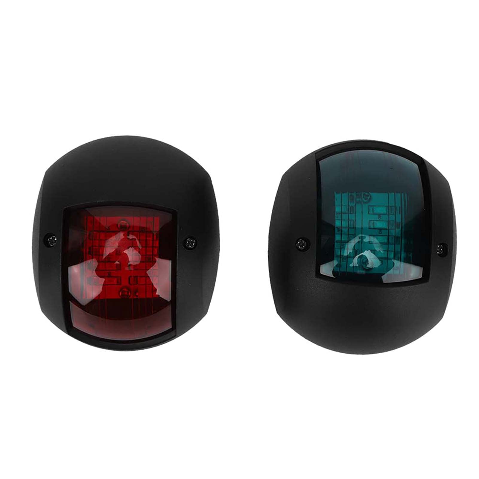 Coppia di luci per Barche Lampada di Segnalazione Sferica LED Verde Rosso Impermeabile Lampada di Navigazione per Barche DC12V-24V 3W per Pesca Notturna(Nero)