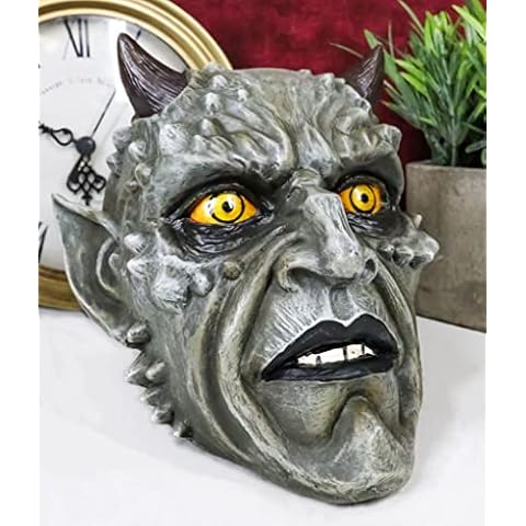 Ebros Gift Horned Demon Satanic Skull Figurine 6.75" L Hell Spawn Devil Skeleton Inferno Underworld Macabre Halloween Dark Arts Sculpture Cover