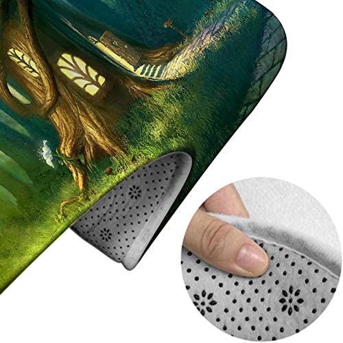 3-teiliges Badezimmerteppich-Set, magische Märchenlandschaft des Baumhauses, waschbare Badeteppiche, rutschfest, mit Rückenpolster, Konturteppich und Toilettendeckelbezug – Bild 5