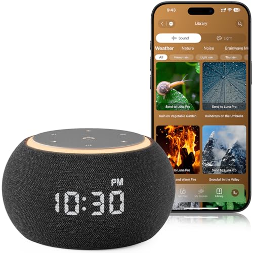 Hotmoon Alarm Clock with Sound Machine for Sleep, Luna Pro Dual-Stage Alarm, 507 Relaxing Sounds,...