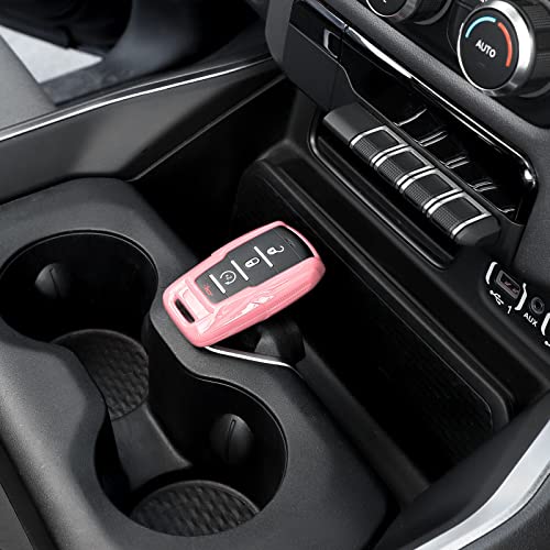 Image of RAZPOY for RAM Key Fob Cover, ABS Key Case Cover Holder Protector Compatible with for 2018-2023 Dodge RAM 1500 2500 3500, Pink
