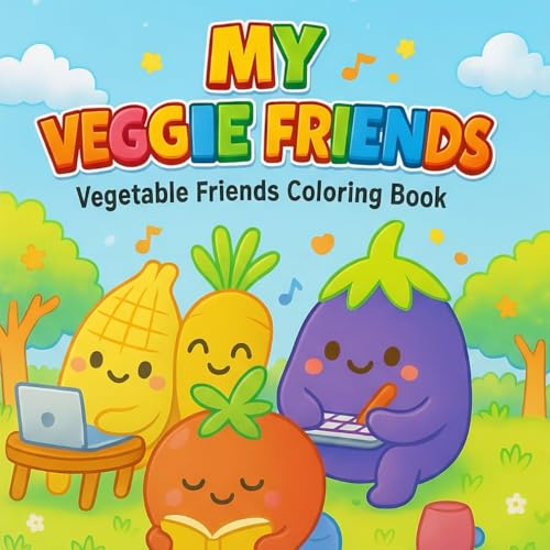 My Veggie Friends – Coloring Book for Kids, Teens & Adults: 40 Fun and Adorable Coloring Pages with Cute Veggie Characters for Relaxation and Creativity