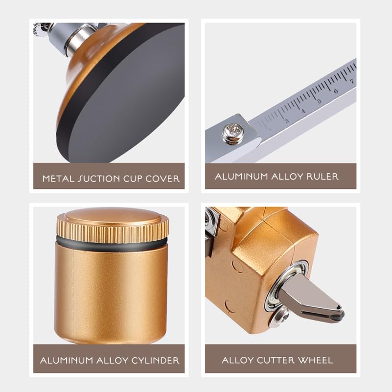 Angoily Suministros De Vidrieras De Brújula De Vidrio Cortador De Vidrio Con Ventosa Cortavidrios Circular Con Ventosa Herramientas De Ceramica Cortador Circular Aceite De Ajustable