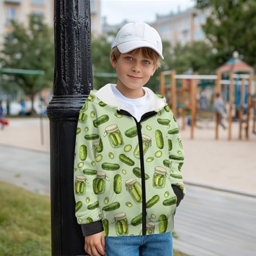 Kids Long Sleeve Zip Up Hoodies Fleece Jacket with Pockets Thick Winter Outfits for Girls Boys Cute Clothes4