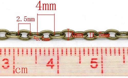 JGFinds Lightweight Cable Link Chain - 10 Meter Bronze Plated Chain for Jewelry Making - Over 30 Feet, 4x3mm (Bronze Plated Flat Links) - Bulk Wholesale