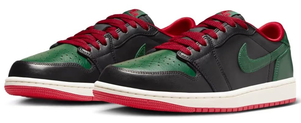 NIKE Jordan Women's 1 Retro Low OG Black/Gorge Green-Varsity Red (CZ0775 036) - 113