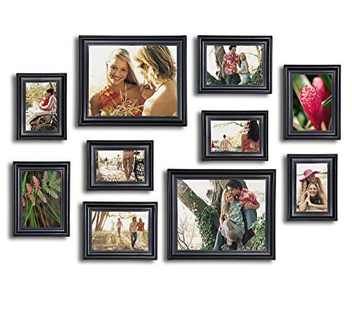 10 Piece Picture Frame Set, Photo Frames Set - Matte Black