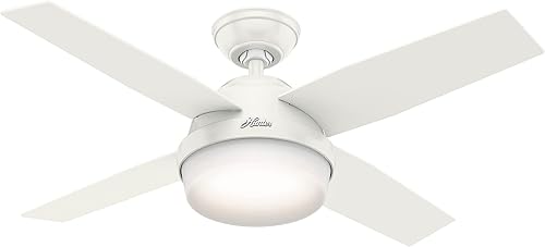 Hunter 59246 Dempsey - Ventilador de techo para interiores con luz y control remoto 44 pulgadas color blanco 59246 596watts 120 volts