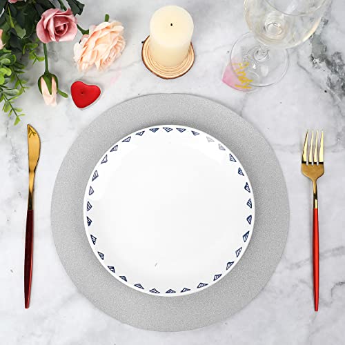 50 Stück Silberne Glitzerpapier-Tischsets, glitzernd, 35,6 cm, rund, Einweg-Tischsets, Silberne Pailletten-Deckchen, dekorative Tischsets für Hochzeit, Bankett, Party, Zuhause, Essgeschirr