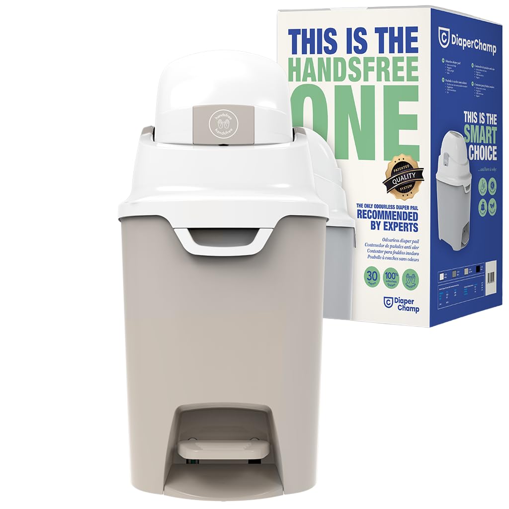 DIAPER CHAMP – Contenitore igienico per pannoloni e prodotti per incontinenza/stomia – senza odori – mani libere – beige