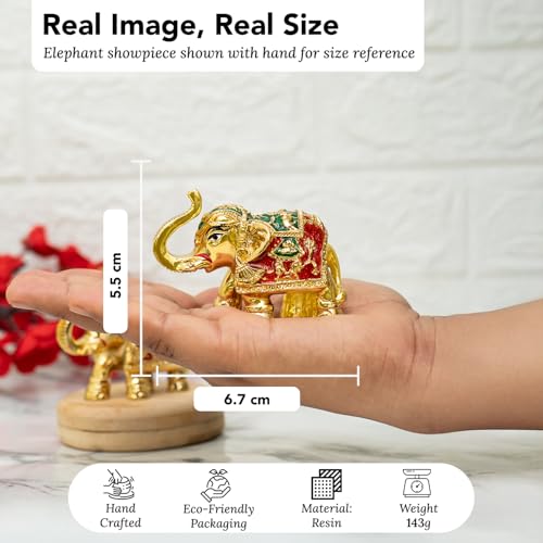 Image of Ekhasa Multicolor Meenakari Elephant Idol Showpiece Figurine Feng Shui | Vastu Items for Home Decor, Good Luck | Hand Painted Elephant Decorative Items Show Pieces, Gifting (Set of 2)