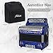 AKLOT 31 Key 12 Bass Accordion,GCF,Celluloid Body, Metal Cover Accordions Louder Clearer Timbre than Plastic,Luxury Thicker Backpack,Straps,Embedded Imitation Diamond 31 Buttons Diatonic Acordeón Blue