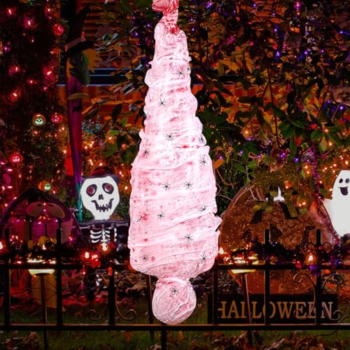 Forhome Decoraciones de Halloween, accesorios para víctimas muertas, decoración de terror al aire libre, cadáver colgante de Halloween, decoración de Halloween, víctimas espeluznantes muertas para