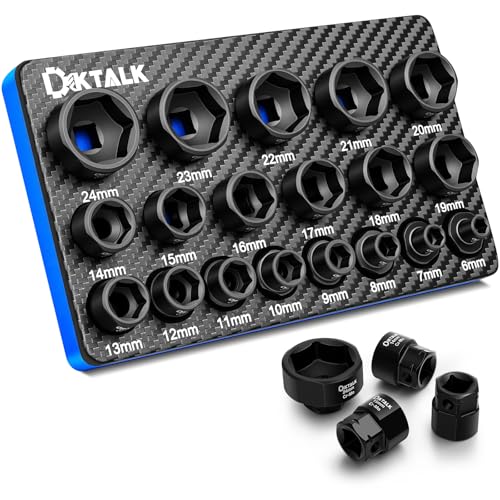 19-Piece 3/8 Drive Metric Stubby Impact Socket Set 6mm-24mm Cr-Mo Steel