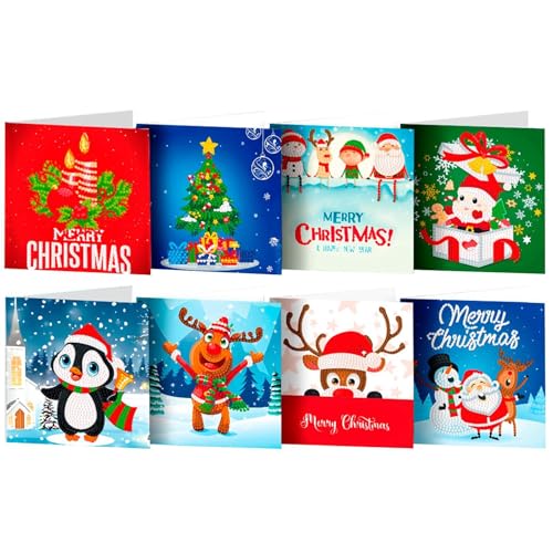Kits de manualidades con diamantes para diseñar postales navideñas en tardes de invierno