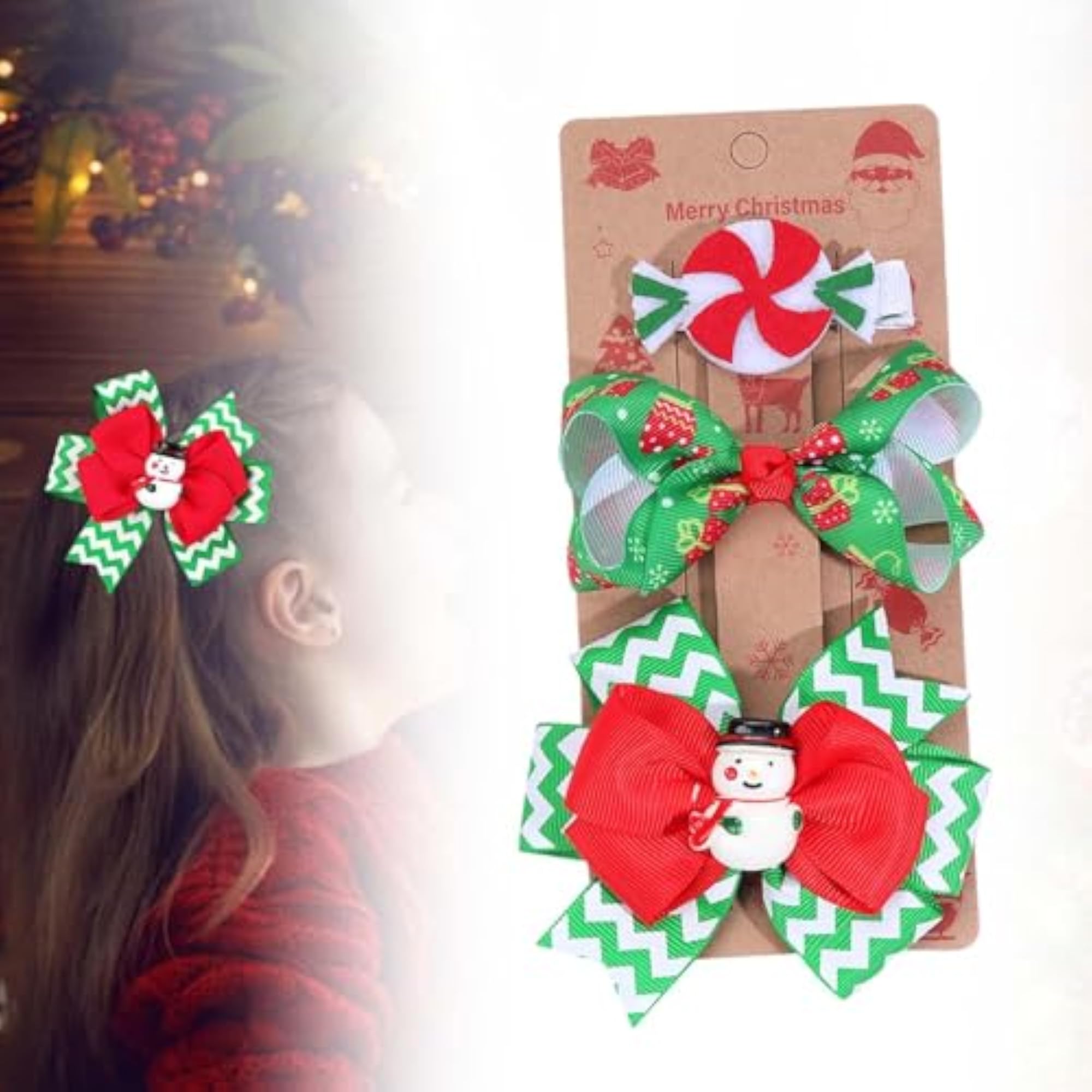 3pc Christmas Hair Clips for Birthday & Party Style