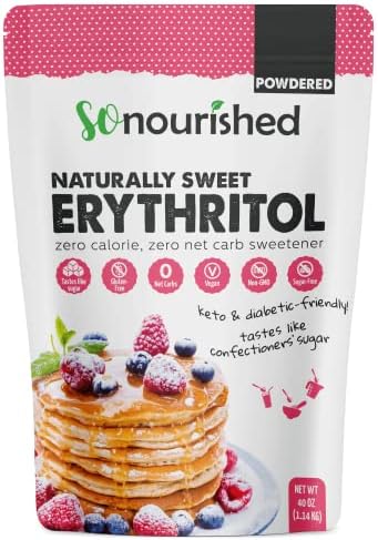 So Nourished Erythritol Sweetener, Sugar Substitute 0 Calorie Powdered 40oz