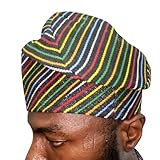 Multicolored Striped African Kufi Hat, ASO Oke Yoruba Cap for Men | African Fashion Print (US, Alpha, X-Large, ASO Oke, Multicolor)