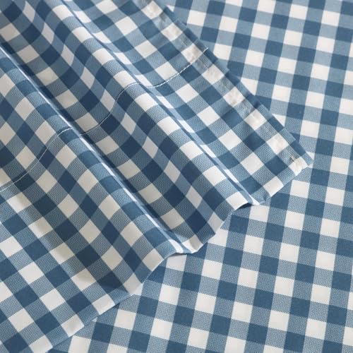 Image of Eddie Bauer Kids - Full Sheet Set, Ultra-Soft Microfiber Bedding with Fully Elastic Fitted Sheet, Kids Bed Set with Pillowcases, Easy Care Bedding (Preston Check)