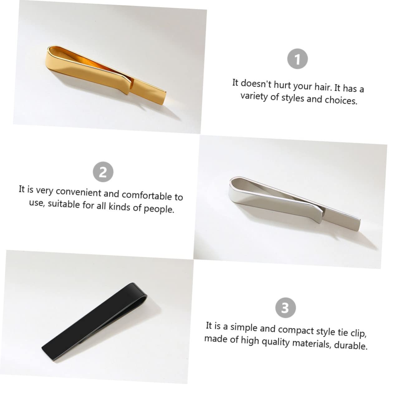 Ipetboom Clip Metal Alfileres De Necktie Negocios Simple Accesorios De Hombres Negro Dorado