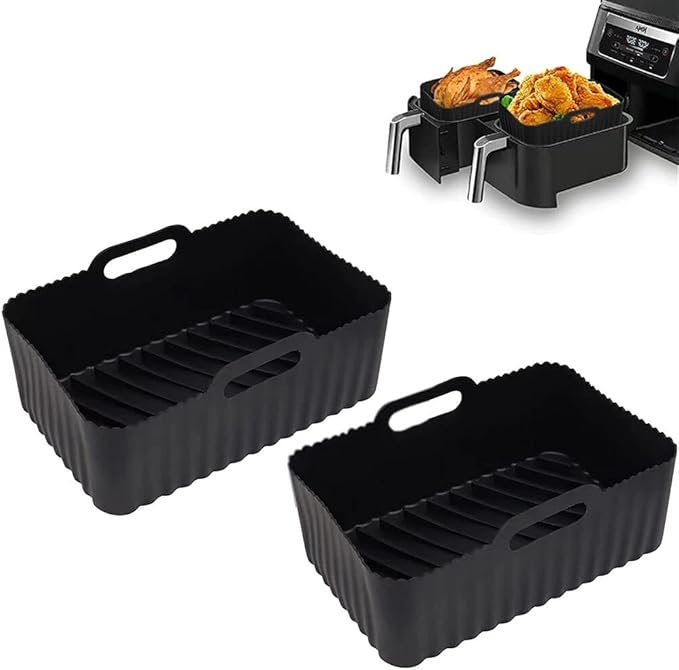 2PCS Silicone Pot for Ninjas Dual Air Fryer, Reusable Silicone Air