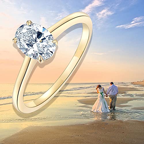 Wsx 10K Yellow Gold Oval Engagement Rings With 1Ct Moissanite For Women Solitaire Unique Wedding Promise Rings Size 8 #TOP5