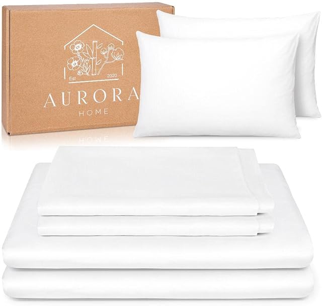 Aurora Home Duvet cover set I 100% Bamboo Bedding I Pure Bamboo Bed Linen I White Bamboo Bedding (King)