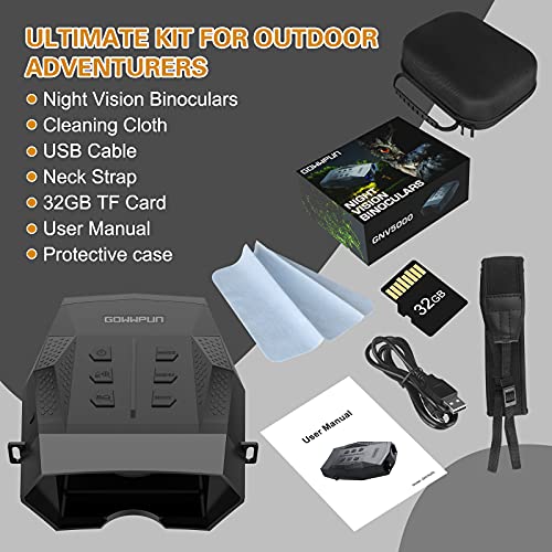 Gowwpun Night Vision Binoculars Goggles - 1312Ft/400M Digital Infrared Night Vision Binoculars For Adults,Hunting,Spy,Military Tactical,Camping In Complete Darkness,32Gb Memory Card (Medium5000) #TOP5