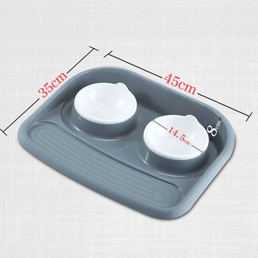 Cat Mess Proof Elevated Bowls, No Tip Non Slip, Stainless Steel Cat Food and Water Dish Stand V-45 (Blue)