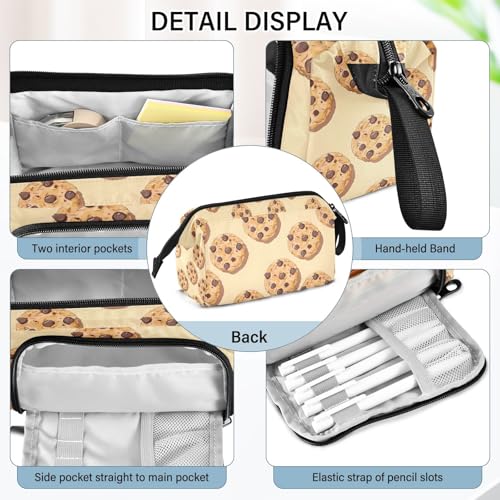 Image of Big Capacity Pencil Case,Chocolate Cookies Pen Bag Pouch Holder Stationery Bag School College Office Organizer for Teen Adults Student