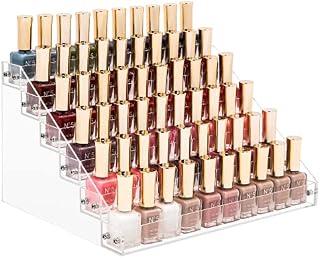 Benbilry Acrylic Nail Polish Organiser 6 Tier Clear Nail Polish Holder 66 Bottles Essential Oils Organiser Shelves Display Rack Stand(6 Tiers)