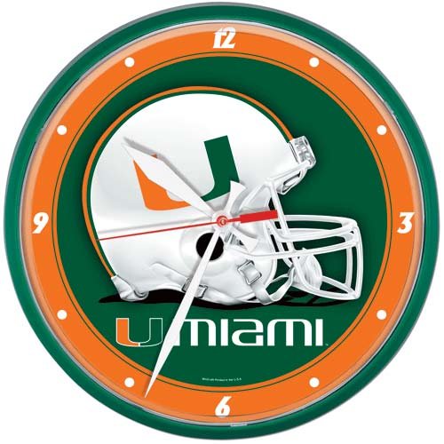 Miami Hurricanes Helmet Round Wall Clock 12.75