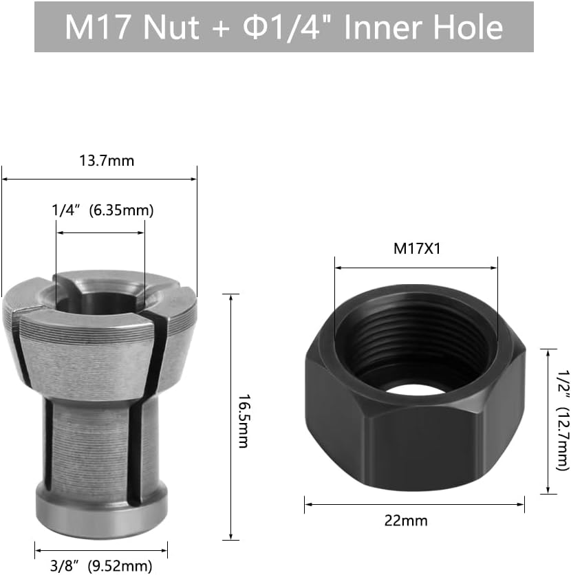 M17 6pcs Engraving Machine Chuck Nut Electric Router Milling Cutter Accessories Conversion Handle