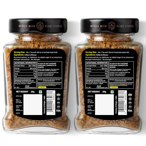 Image of Rage Coffee Premium Silk Blend Classic Coffee Powder - 60g X 2 | Fuel Your Day with Plant-Based Vitamin Instant Coffee Powder for Enhanced Fitness, Energy, and Focus | Hot and Cold Coffee - 120g
