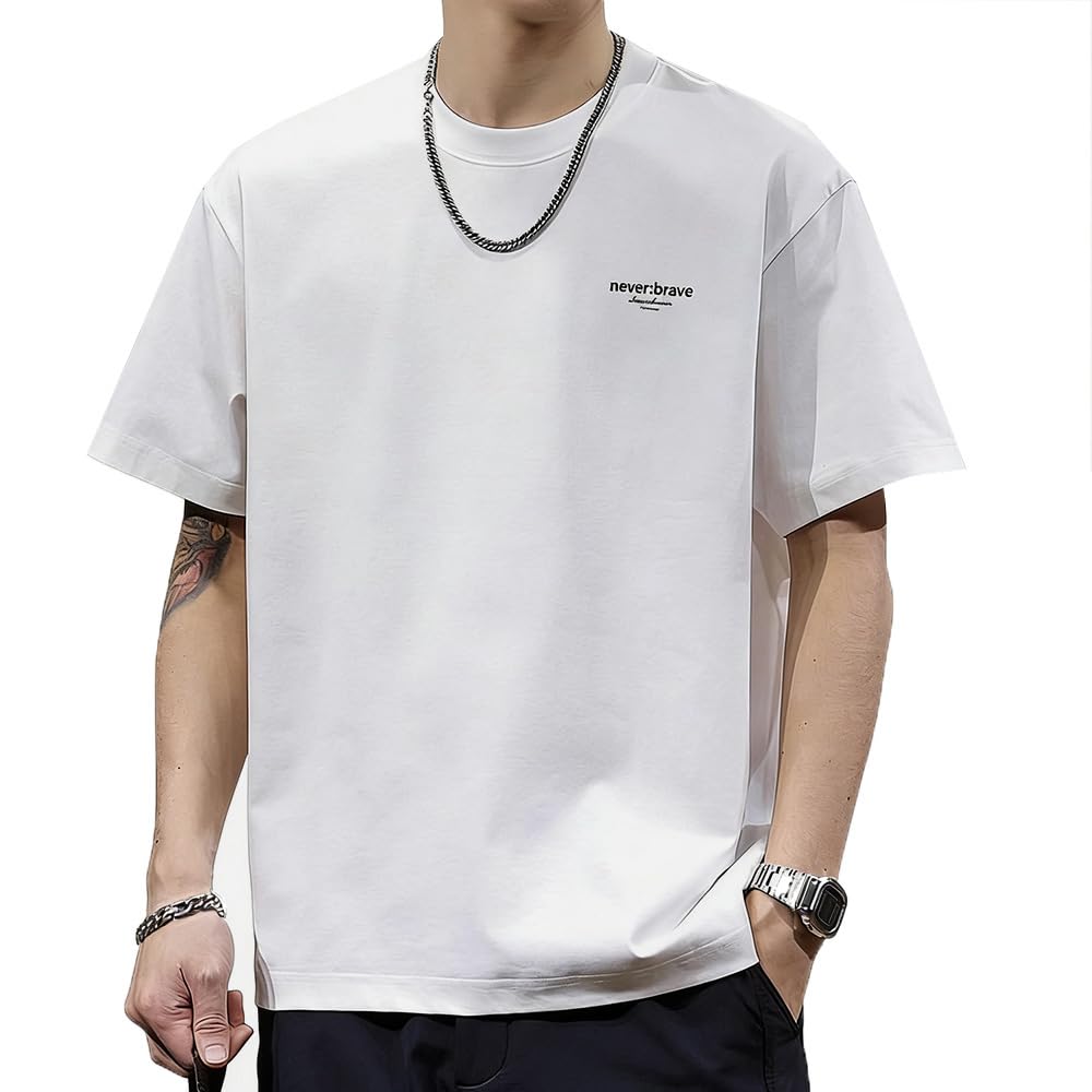 [Yeecan] tシャツ メンズ 半袖 綿 丸首 夏服 メンズ 無地 通気性 柔らかい 軽い 速乾 カジュアル ゆったり オシャレ かっこいい 夏 ティーシャツ 大きいサイズ - 1
