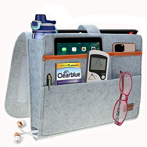 Preisvergleich Produktbild SANN Nachttisch-Aufbewahrungstasche, rutschfest, zum Aufhängen, mit Klettverschluss, zum Sortieren von Büchern, Tablet, Telefon, Brillenstift