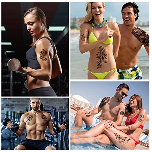 Temporary Tattoo Kit Women/Men, Fake Tattoos 12 Sheets Body Arm Chest Shoulder Tattoo 20 Sheets Temporary Tattoo Kids Waterproof Semi Permanent Tattoo Suitable For Men Ladies Boys Girls #TOP5